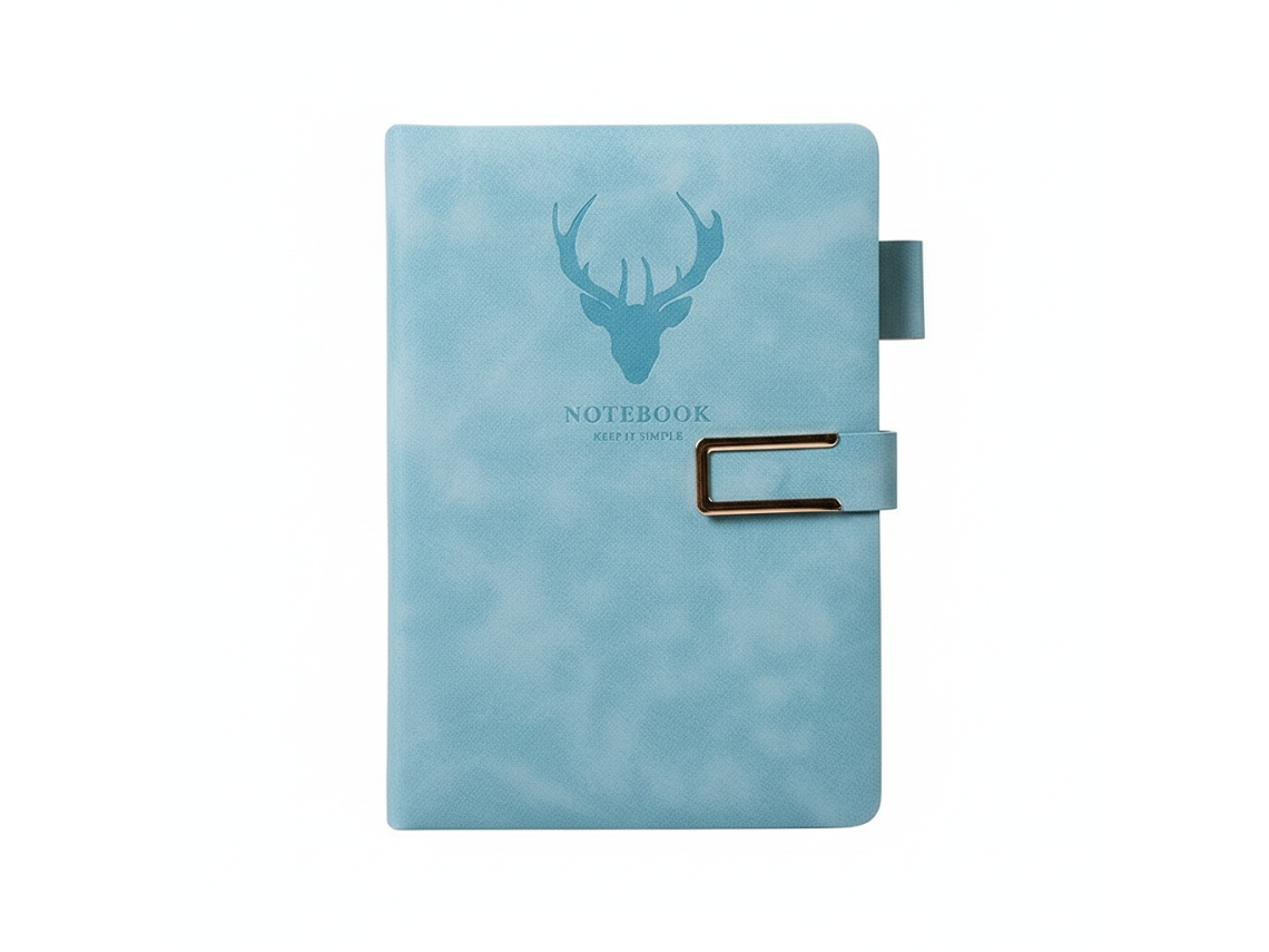 Caderno A5 com Fivela, 360 Páginas, Capa Grossa para Negócios, Trabalho e Escola, Azul Celeste BRILVIBERA