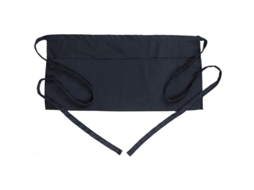 Delantal Curto Para Garçons Com 3 Bolsos Pretos Impermeável De Poliéster E Algodão