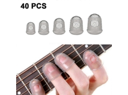 Rebe protetor de Dedos de Silicona para Guitarra, Capa de Proteção para Dedos, 40 Peças, Tamanhos L a Xxs, Cores Cinza Transparente Verde Gris