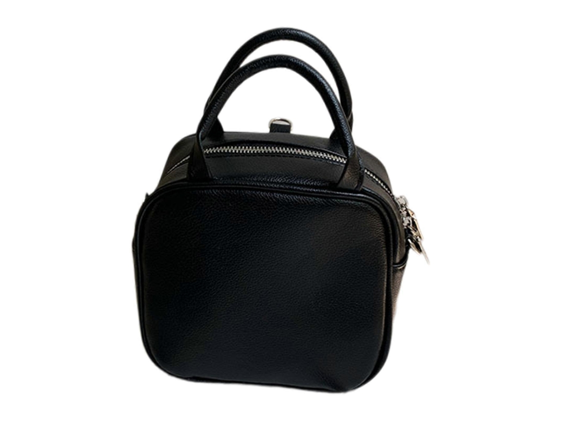 Bolsa Multifuncional Feminina Em Couro Pu, Modelo Transversal, Cor Sólida, Para Ombro, Mão Ou Carteira, Mochila Pequena Preta.