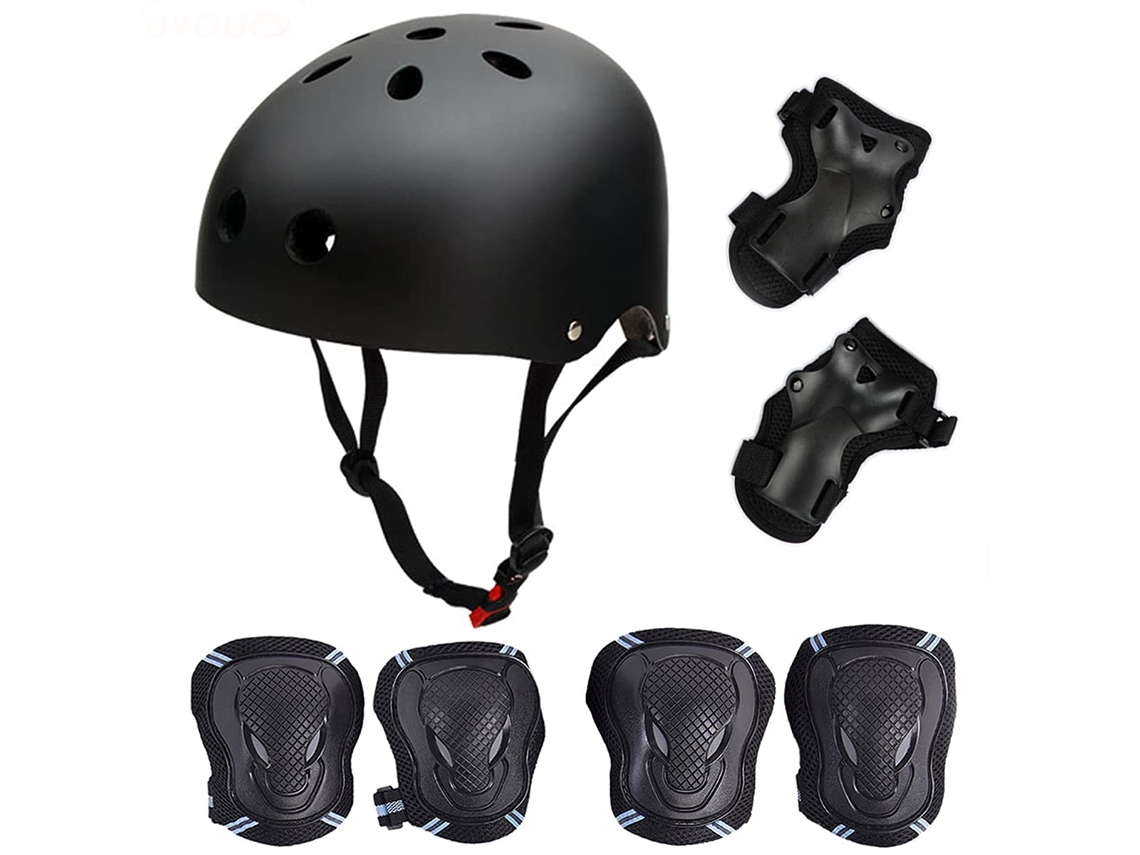 Kit De Equipamentos De Proteção 6 Peças, Capacete Bmx, Cotoveleiras, Joelheiras Com Protetores De Pulso Para Skate, Bicicleta, Skate, Scooter Ehstmind
