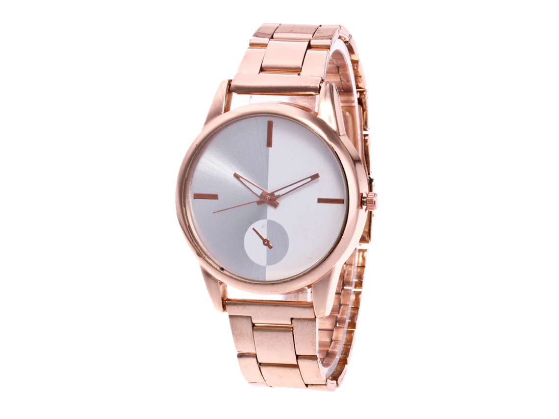 Reloj De Cuarzo Unisex Con Correa De Acero Zhoulianfa Dial Casual Oro Rosa