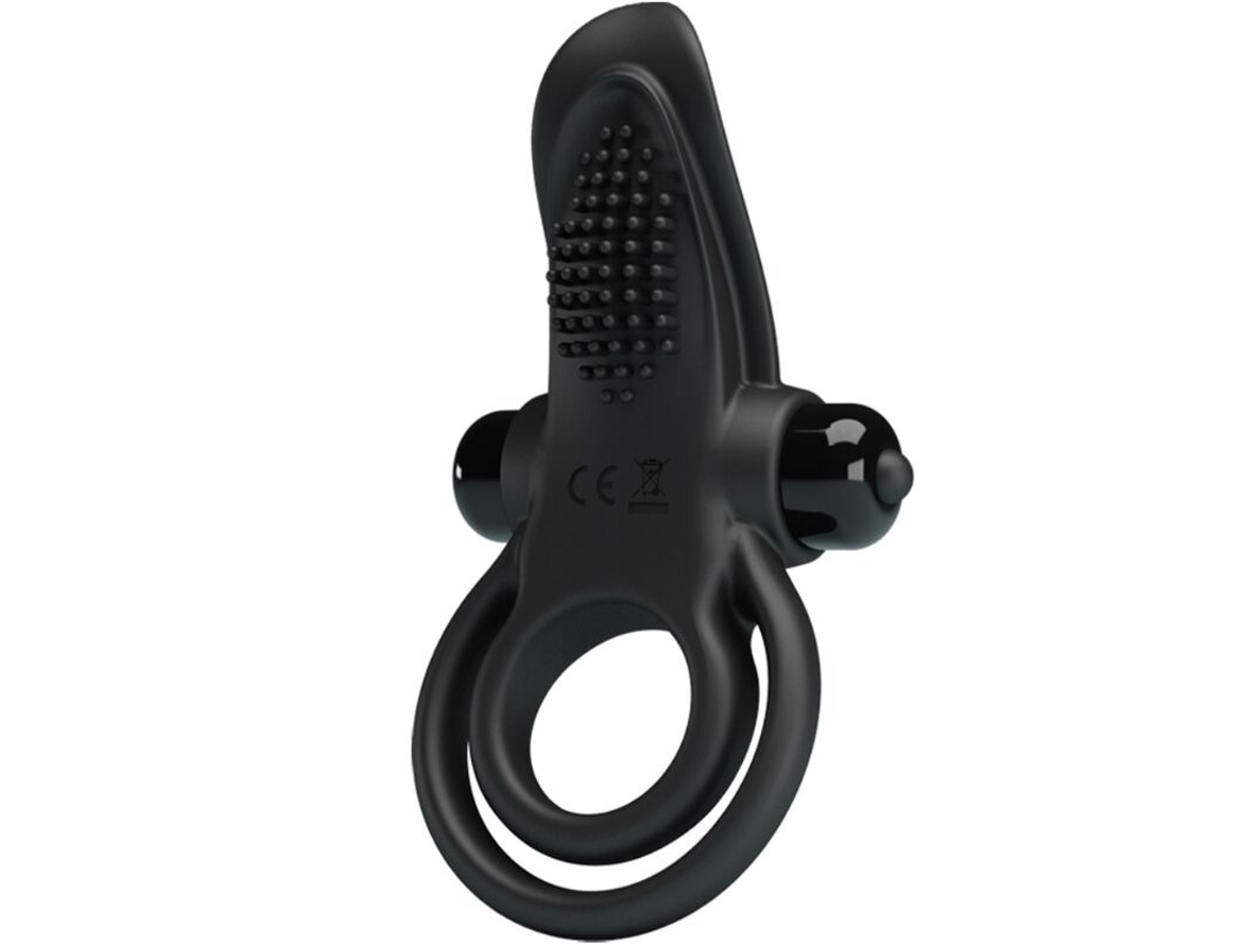 Pretty Love - Double Vibrating Ring Clitoris Stimulator 10 Vibrations Black