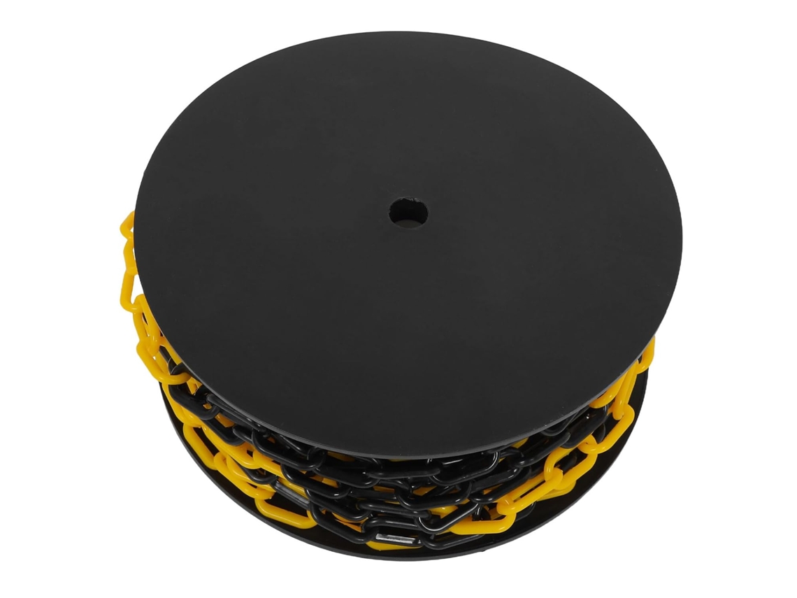 Corrente de Segurança em Plástico Sólido Preto e Amarelo para Controle de Multidões em Canteiros de Obras e Jardins. SFUSHOS