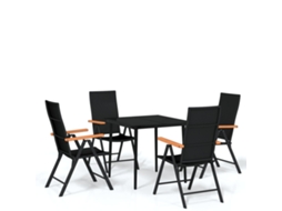 Conjunto 4 Conjunto De Jantar Para Jardim Vidaxl Preto Aço (80 X 80 X 74 Cm)