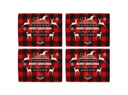 Sousplat Vermelho de Natal Resistente Ao Calor Lavável para Decoração de Mesa NEVEANCE