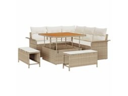 Conjunto 8 Conjunto De Sofá De Jardim Vidaxl Bege Vime Pe (187,5 X 187,5 X 85 Cm)