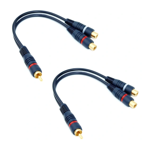 Cabo Rca Macho Para Fêmea Duplo, Adaptador De Áudio Com Conector 3,5 Mm, Divisor De Cabo, Azul Escuro, 15 Cm, Cabo De Música Rca Duplo Para, A