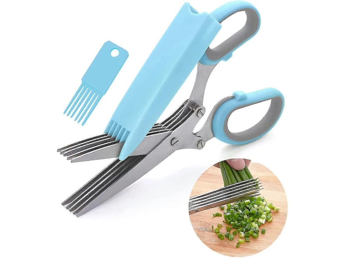 Tesoura De Cozinha Multifuncional Com 5 Lâminas E Capa, Para Cortar Ervas E Saladas
