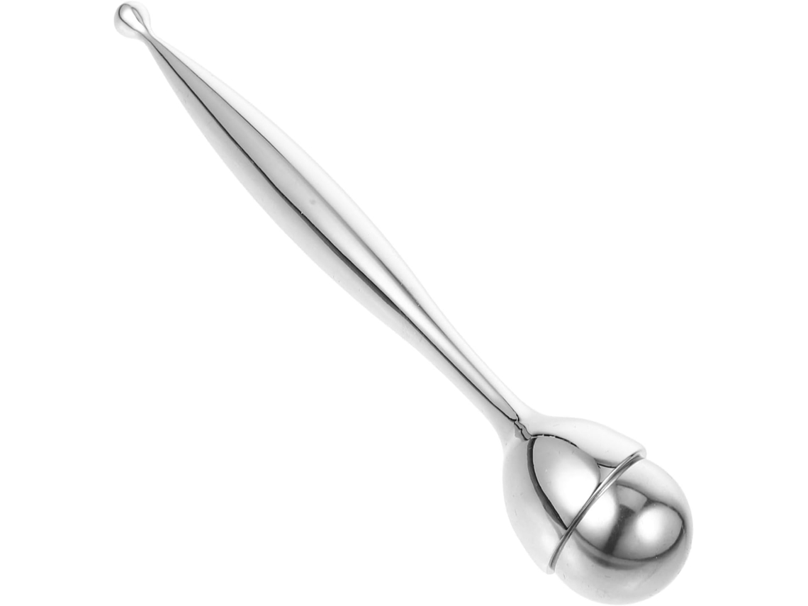Massageador De Olhos Em Metal Prateado Com Rolo Para Reduzir Rugas.