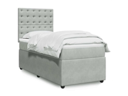 Vidaxl Cama Com Molas/colchão 90x200 Cm Veludo Cinza-claro