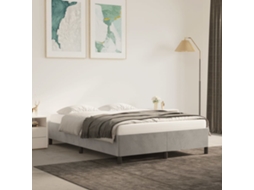 Estrutura De Cama Sem Colchão 140x190 Cm Veludo Cinzento-claro