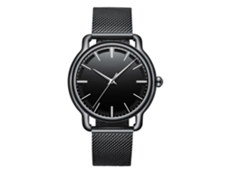 Relógio de pulso masculino casual Biden, com movimento de quartzo, pulseira de malha de aço inoxidável, preto.