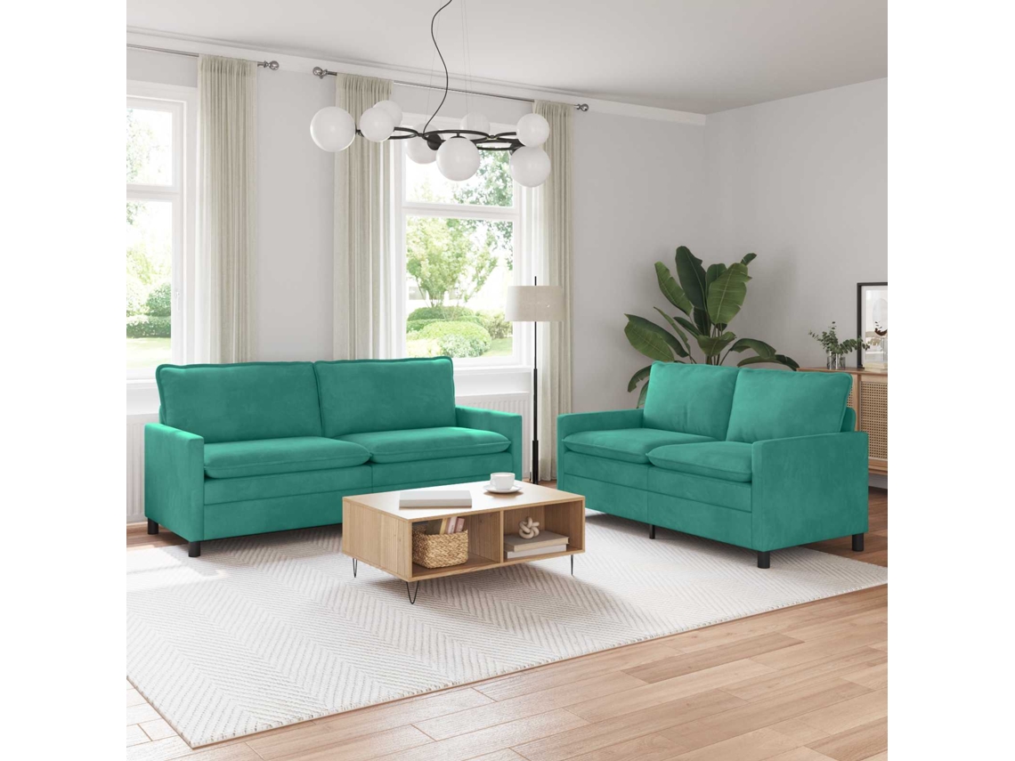 Vidaxl Conjunto De Sofás 2 Unid. Turquesa Veludo
