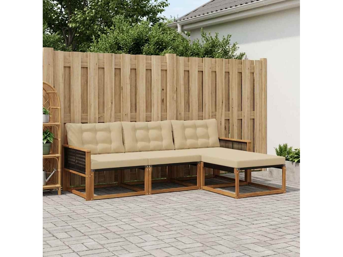 Vidaxl Conjunto De Sofás Para Exterior 4 Pcs Natural E Bege