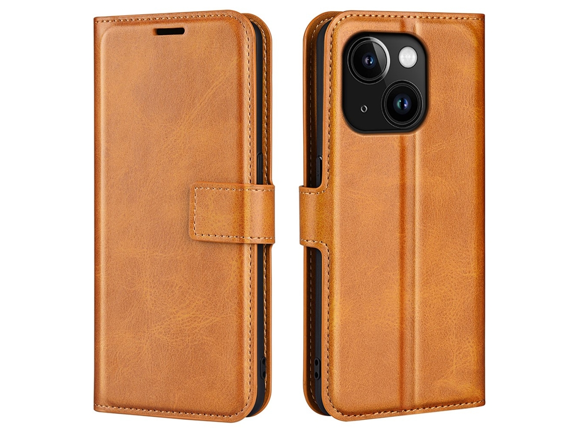 Capa Textura Gémeo Para Iphone 15 Pele Sintética Magnética Amarelo