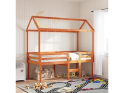 Vidaxl Telhado Cama Infantil 207x95,5x159 Cm Pinho Maciço Castanho Mel