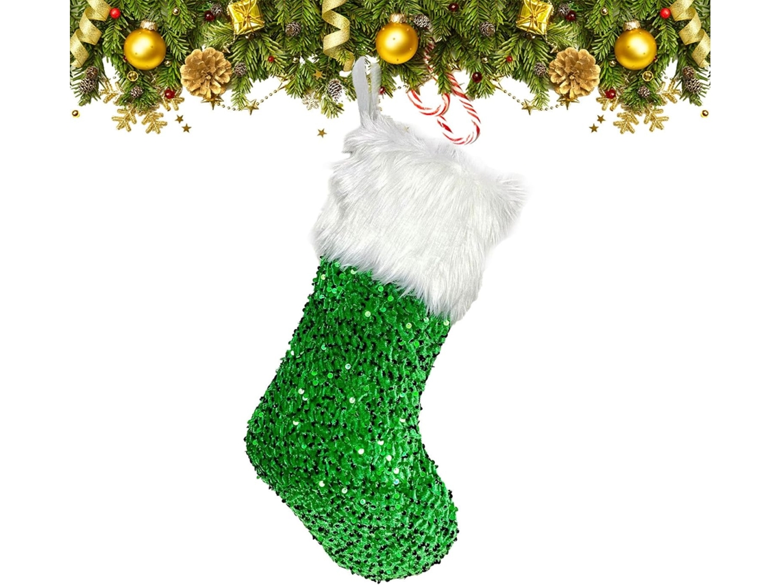 Decorações De Meias De Natal Com Lantejoulas Brilhantes |