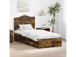 Vidaxl Estrutura da Cama com Cabeceira Carvalho Defumado 70 X 190 Cm