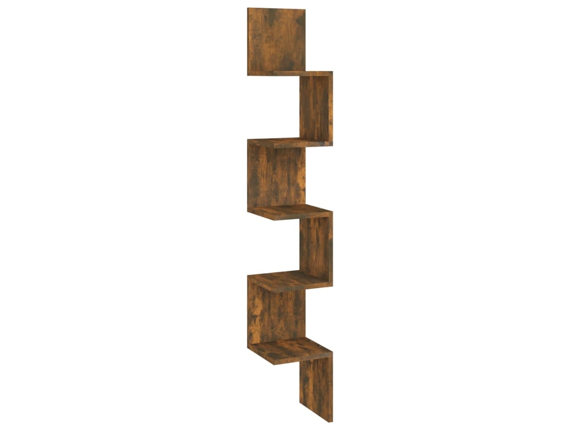 Wall Corner Shelf, Wall Corner Shelves Vidaxl Marrom Madeira Processada (20 X 20 X 127.5 Cm)