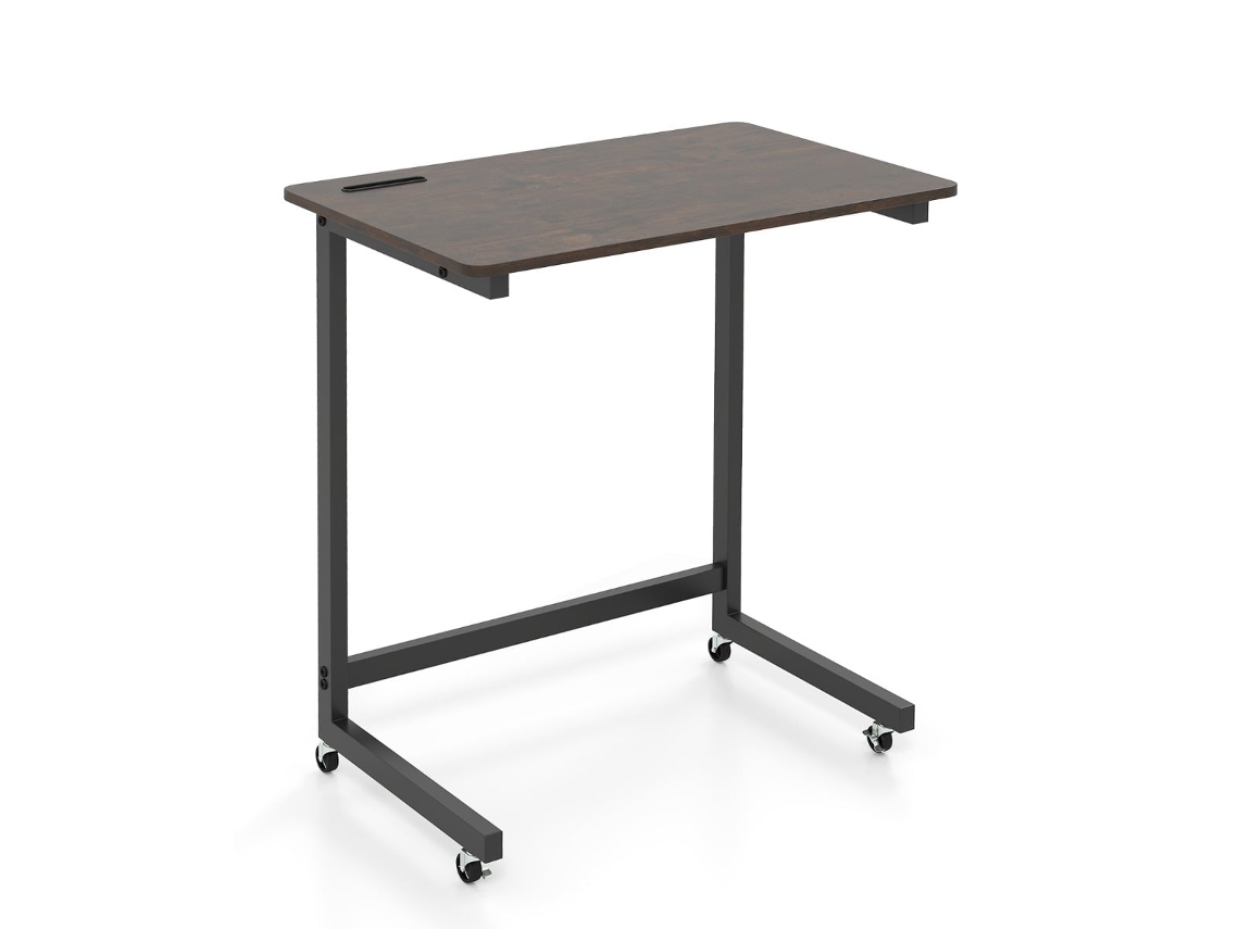 Mesa lateral em formato de C com rodinhas, suporte para celular e base compacta NORTHIX