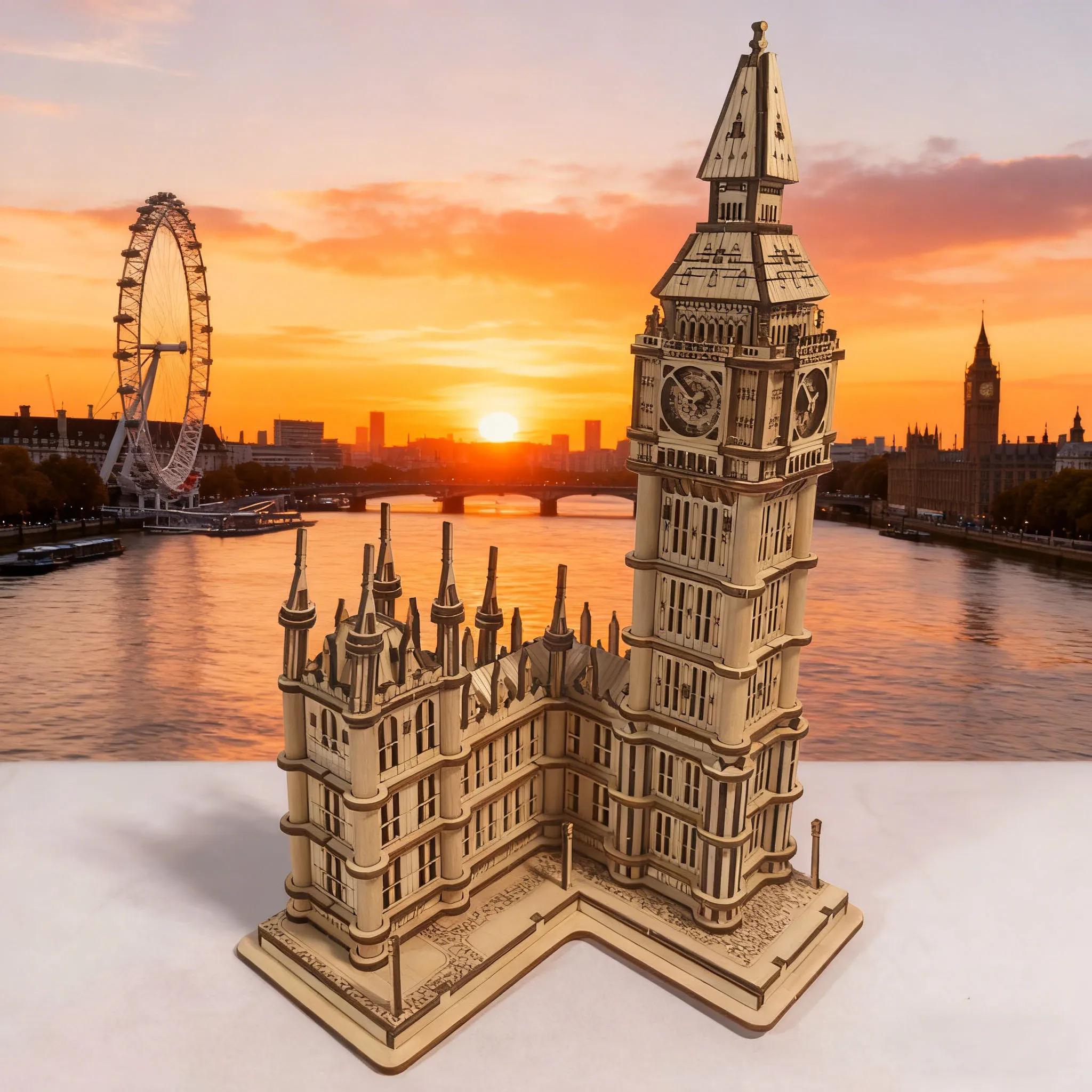 Kit de Montagem de Quebra cabeça 3d do Big Ben em Madeira MDUG (faça Você Mesmo)