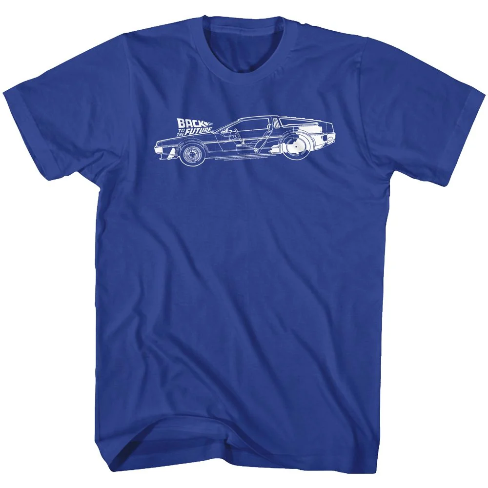 Rockinstone Back To The Future Movie Schematics Solid Royal Adult T-shirt Size:m