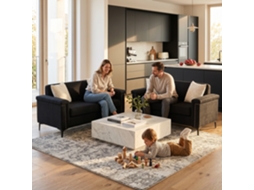 Sofá 2 Lugares 172cm Fx-p22eu-bk-2pcs, Design Compacto, Tecido Confortável, Pés Metálicos, Moderno Para Sala De Estar