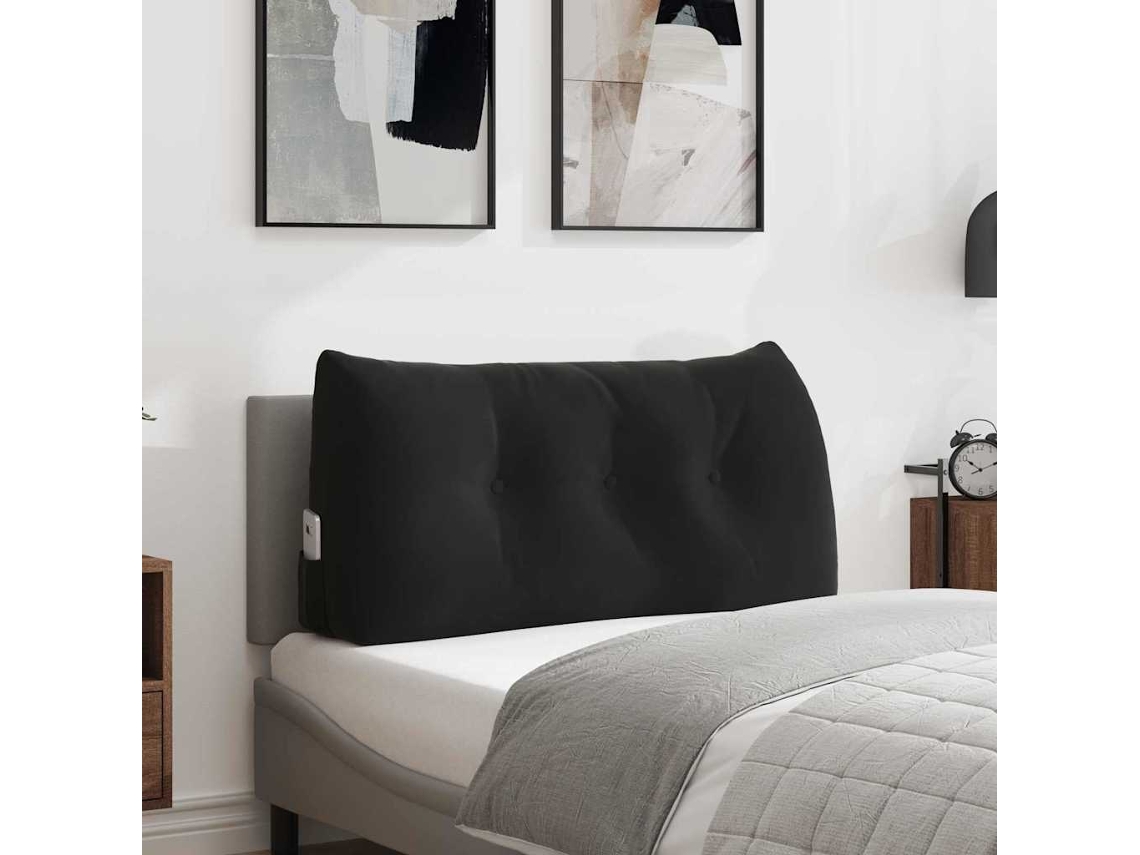 Vidaxl Travesseiro Para Costas Preto 100 X 24 X 50 Cm Veludo