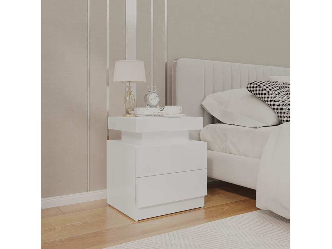 Vidaxl Mesa De Cabeceira 45x35x52cm Derivados Madeira Branco Brilhante
