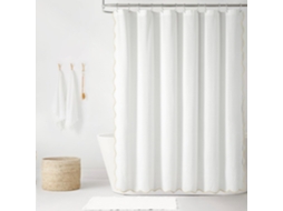 Cortina De Linho Texturizado Com Bordas Recortadas - Neutro/branco - 183 X 183 Cm - Elegante E Acessível -...