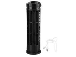 Ventilador Torre Sem Lâmina Usb 2 Modos Luz 2 Velocidades Preto