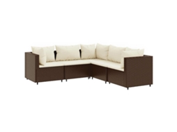 Maison Exclusive - 5 Pcs Conjunto Lounge Jardim C/ Almofadões Vime Pe Castanho