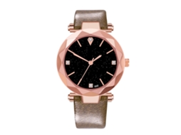 Relógio de pulso em couro PU com pulseira, relógio de quartzo casual para homens e mulheres D02 (café)