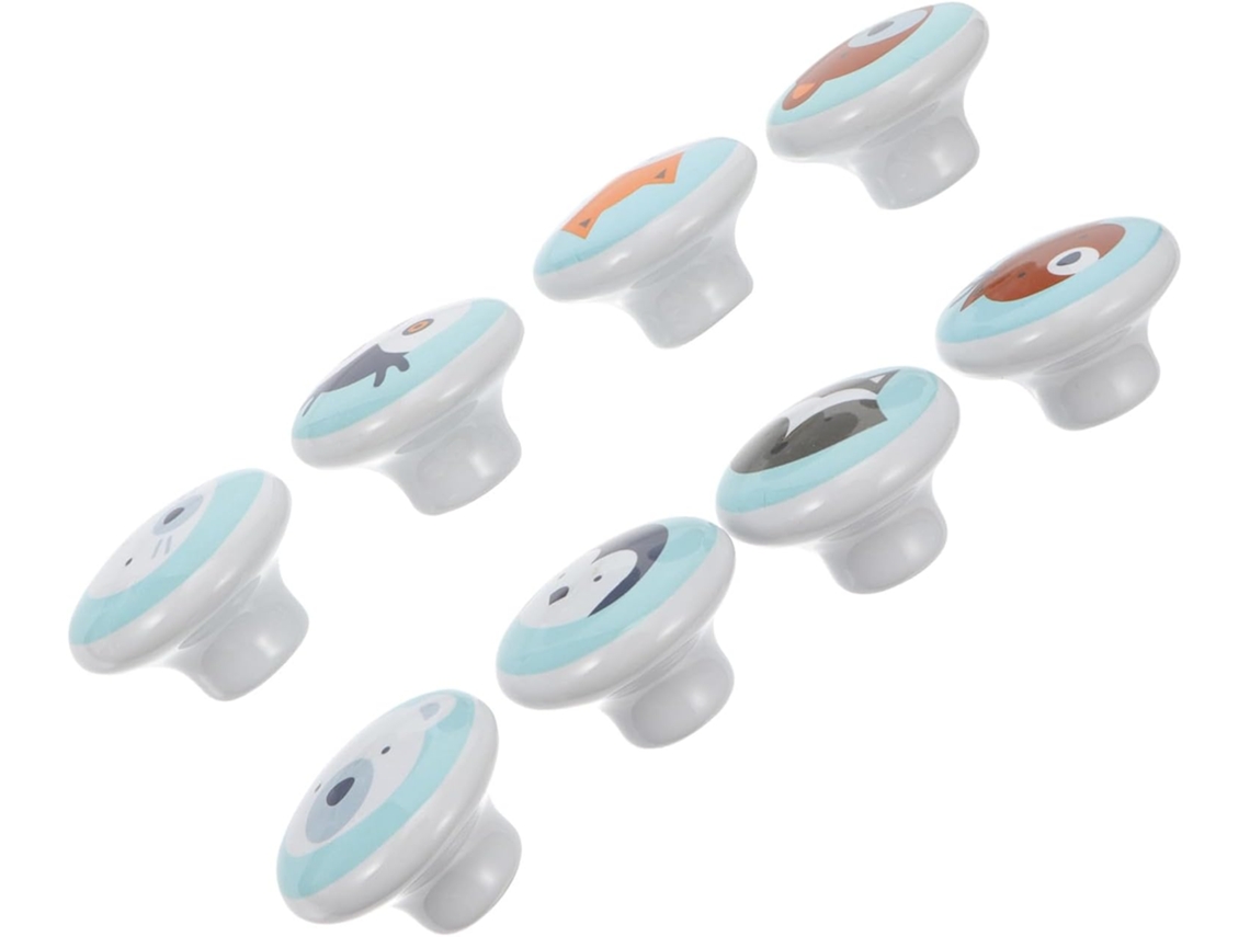 Conjunto De 8 Puxadores De Cerâmica Para Móveis Com Design De Desenho Animado Em Vários Estilos |