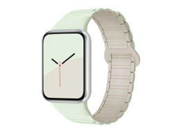 Bracelete Para Redmi Watch 6 / 5 / Xiaomi Band 9 Pro / 8 Pro - Silicone Magnético - Três Contas Verde Menta Claro Com Efeito Estrelado