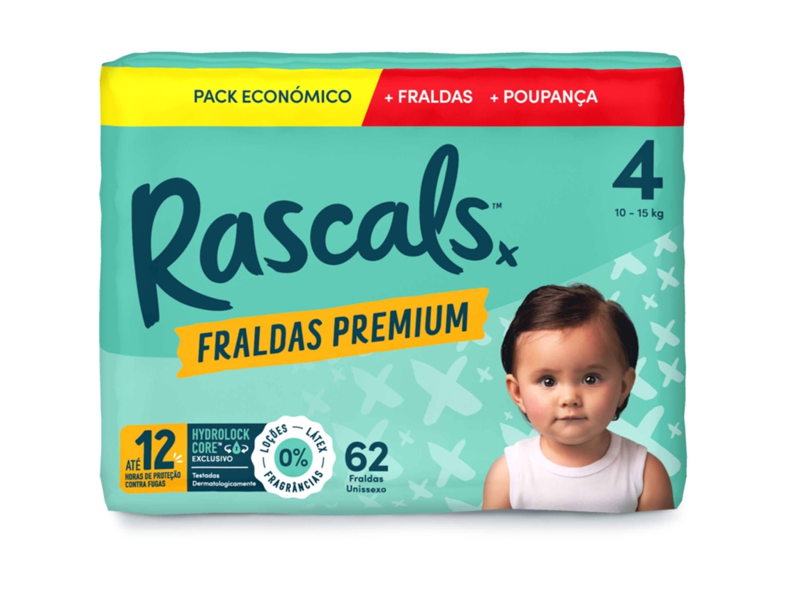 Box Fraldas Premium 10-15kg T4 Rascals