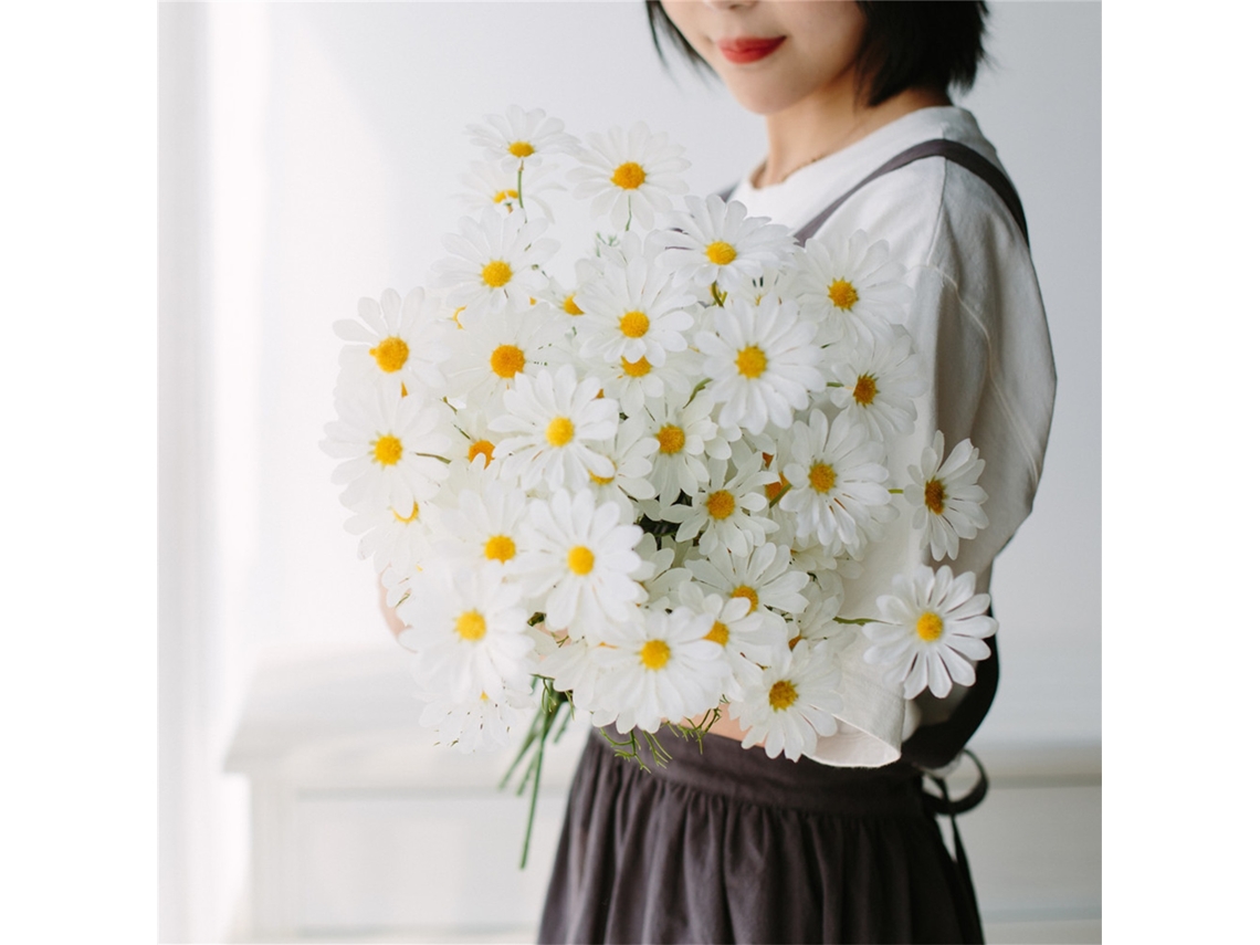 Daisies Plásticas Decorativas Brancas LAXISCREED