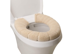 Cubierta de Asiento de Inodoro Suave, Aislante, Lavable, Elástica, Fácil de Instalar Y Limpiar, Color Beige