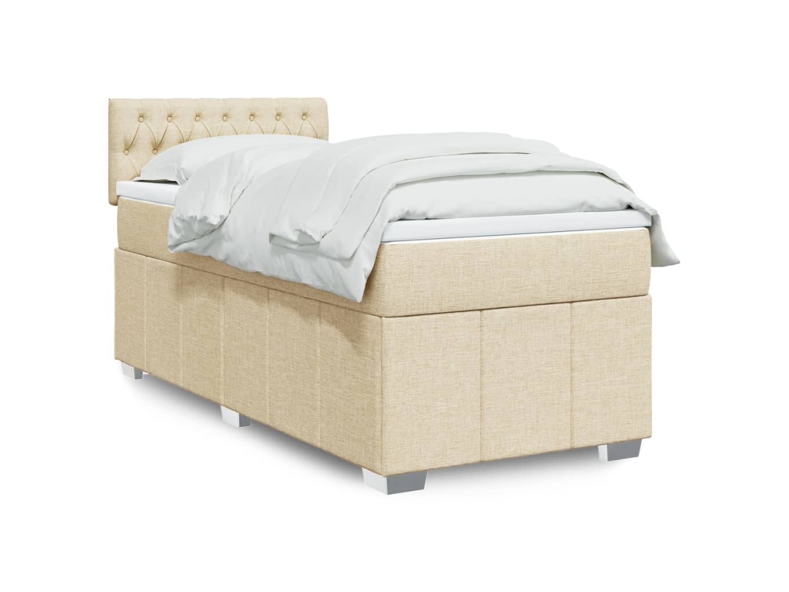 Cama Com Molas/colchão 80x200 Cm Tecido Cor Crème