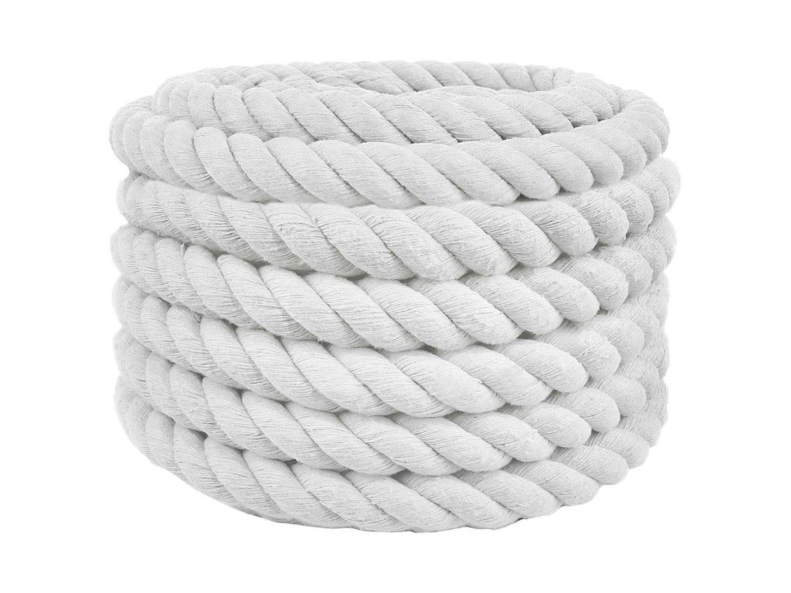Vidaxl Corda De Algodão 30 Mm 25 M Branco 100% Algodão