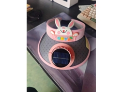 Chapéu com Ventilador Movido a Energia Solar para Viagens Ao Ar Livre e Ciclismo Chapéu com Proteção Solar MDUG (coelho Rosa)