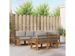 Vidaxl Conjunto De Sofás Para Exterior 7 Pcs Cinza Natural E Claro
