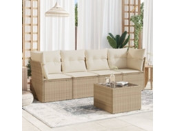 Conjunto de sofá de jardim de 5 peças com almofadas de veludo bege Lovely Home