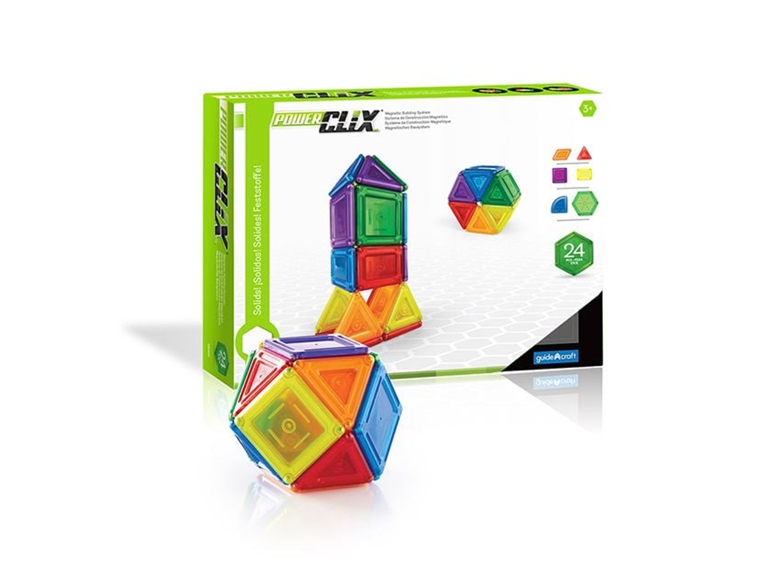 Conjunto De Construção Guidecraft Powerclix Solid Com 24 Peças Coloridas