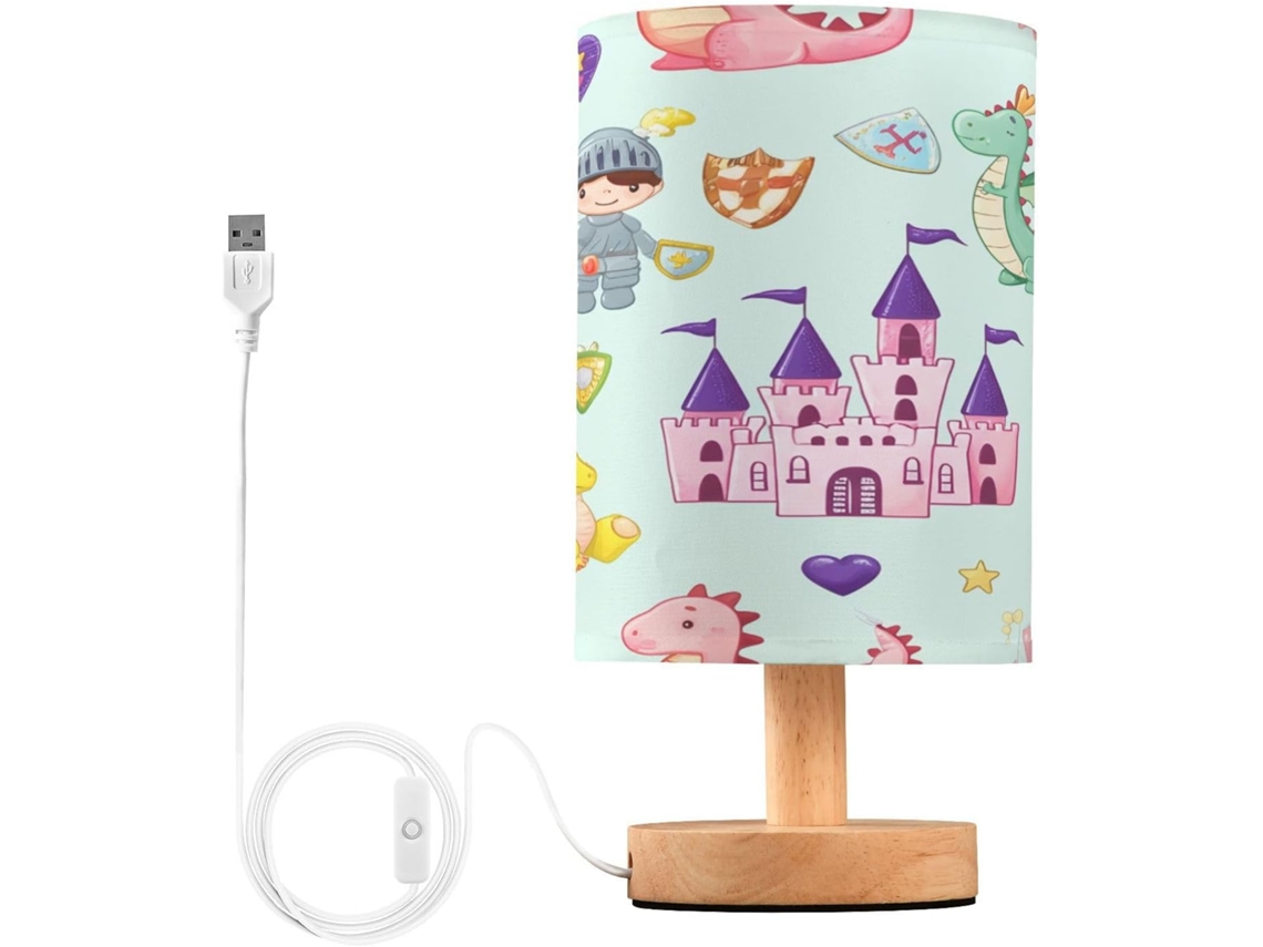 Abajur De Cabeceira Cavaleiro Dragão Para Quarto, Luminária De Cabeceira Led, Luminária De Leitura Com Cúpula Tecido