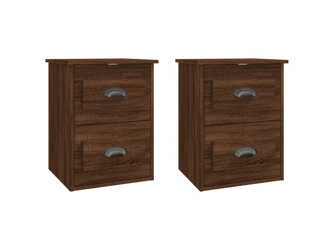 Conjunto de mesas de cabeceira de parede Carvalho Castanho MAISON EXCLUSIVE 41,5x36x53 cm