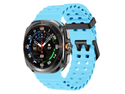 Pulseira Marine Para Samsung Galaxy Watch Ultra 2/1 47mm (2026/2025/2024), Silicone, Desportiva Azul Celeste Hexinyigjly
