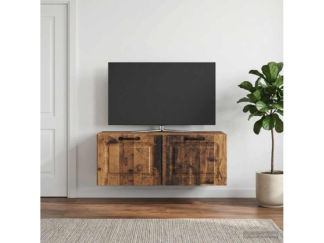 Vidaxl Gabinete De Tv De Parede Madeira Antiga 78,5 X 31 X 30 Cm