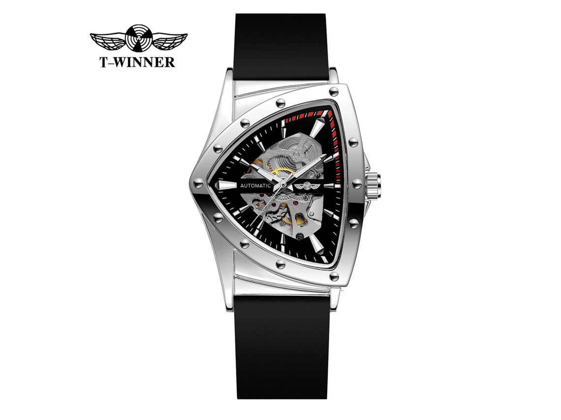 (Estilo 7) Relógio mecânico triangular masculino, à prova d'água, totalmente automático, com pulseira adesiva.